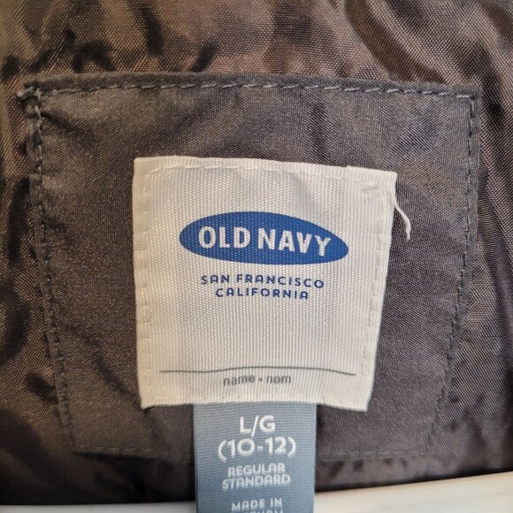 Boys Old Navy Quilted Jacket w/ Hood- Charcoal Size L (10-12) - Picture 4 of 4